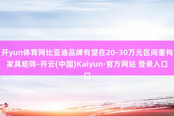 开yun体育网比亚迪品牌有望在20-30万元区间重构家具矩阵-开云(中国)Kaiyun·官方网站 登录入口